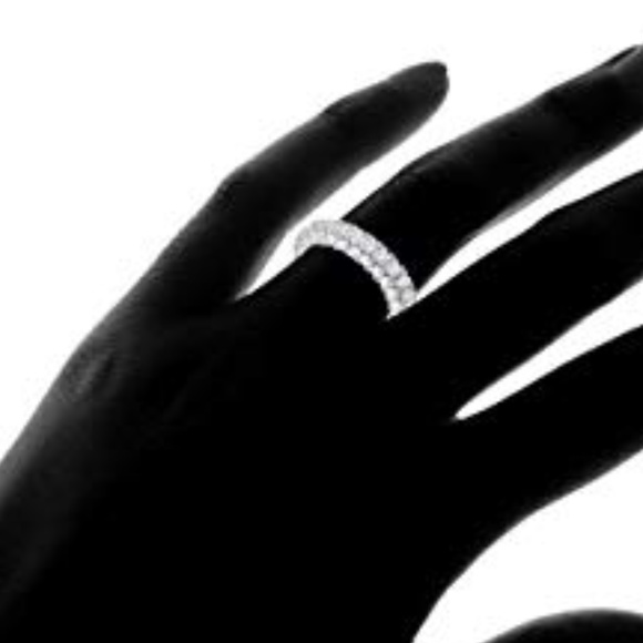 18k White Gold Plated Cubic Zirconia Eternity Band - Picture 5 of 5